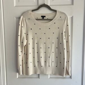 Talbots Polka Dot Crewneck Sweater cream ivory neutral academia work XL